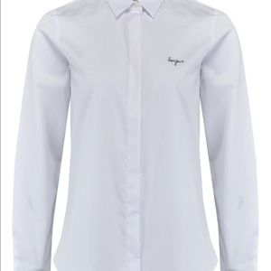 Maison Labiche collar ‘bonjour’ shirt in white